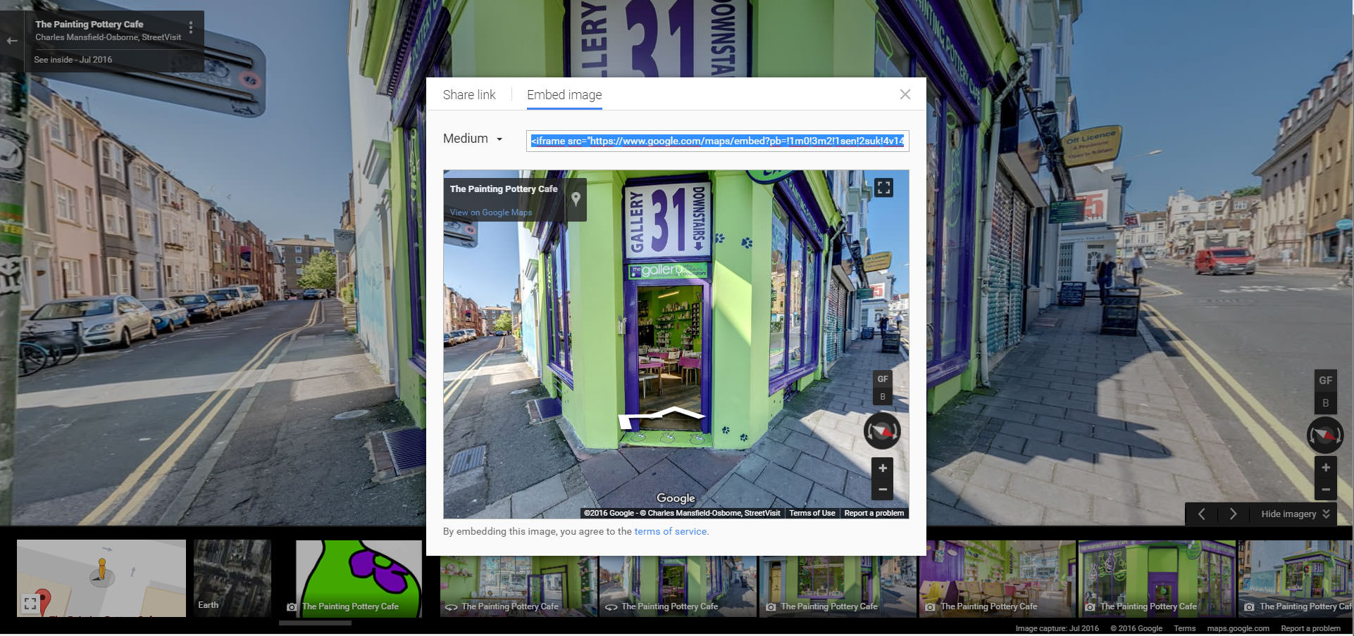 maps streetview share embed